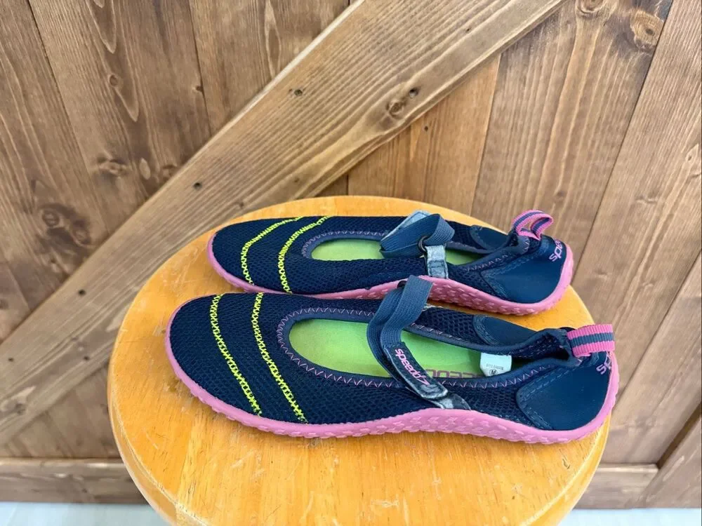 Speedo Kids Water Shoes Navy Pink Neon Yellow Size Medium